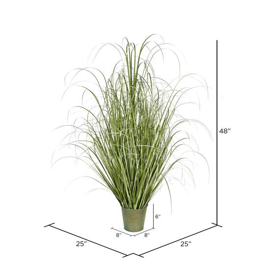 Artificial Native Green Grass in Iron Pot